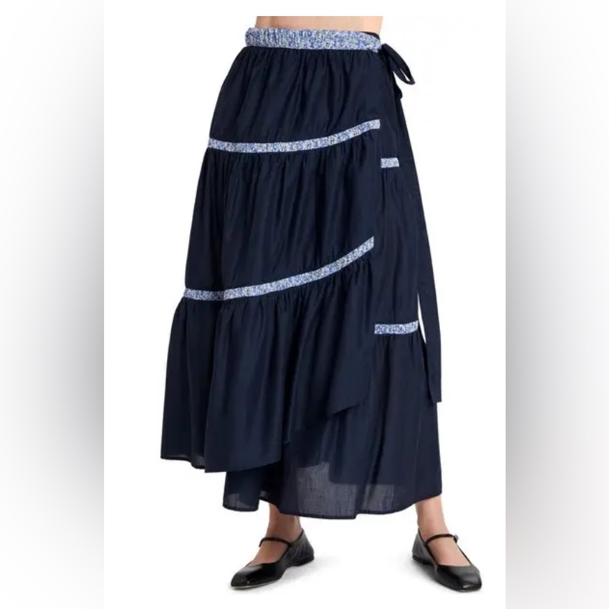 Liberty X Merlette Navy Blue Midi Skirt